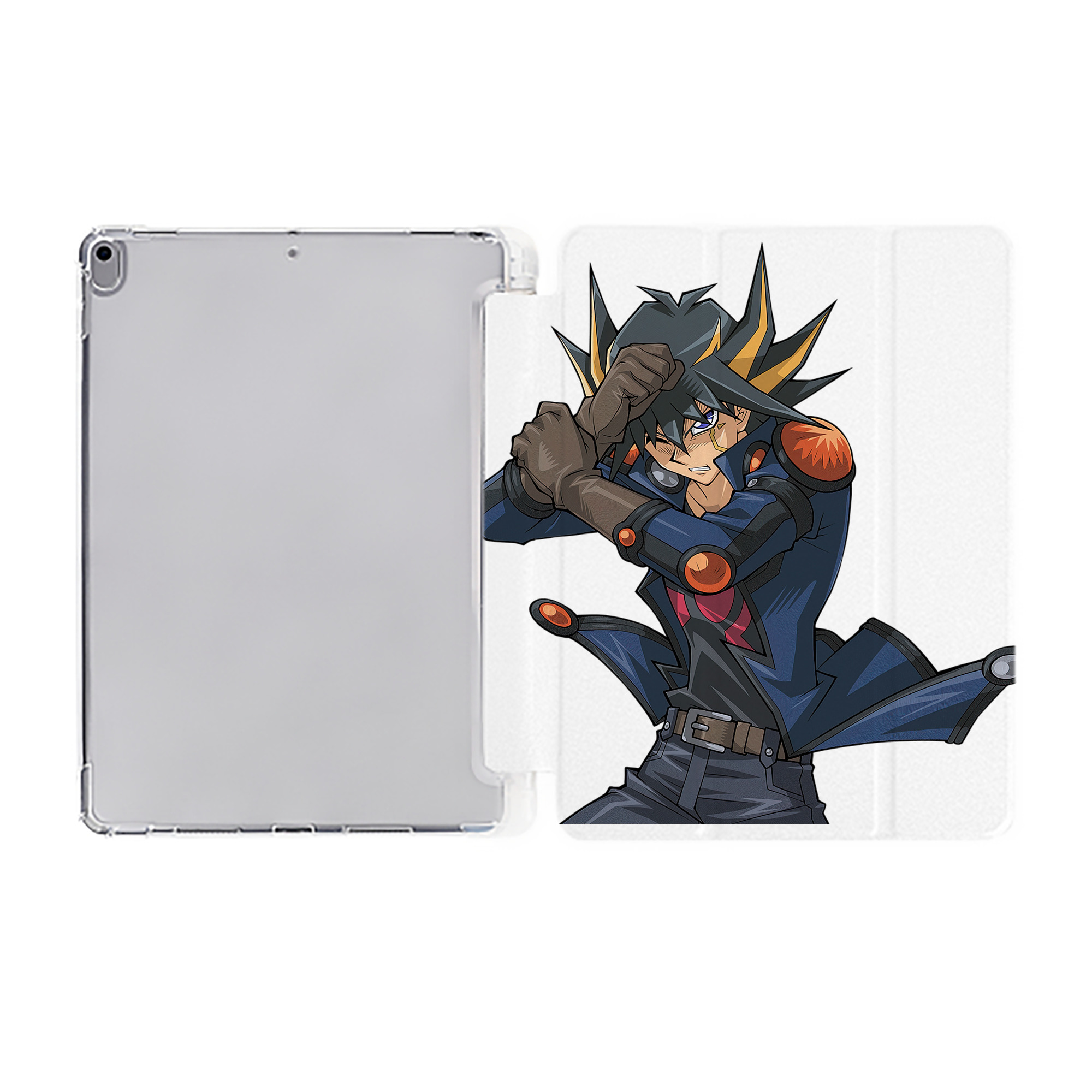 （画像用） 遊☆戯☆王 Yu-Gi-Oh! IPad ケース ペン収納付き 三つ折りスタンド PUレザー×シリコン 対応機種9.5/10.5/10.9インチ